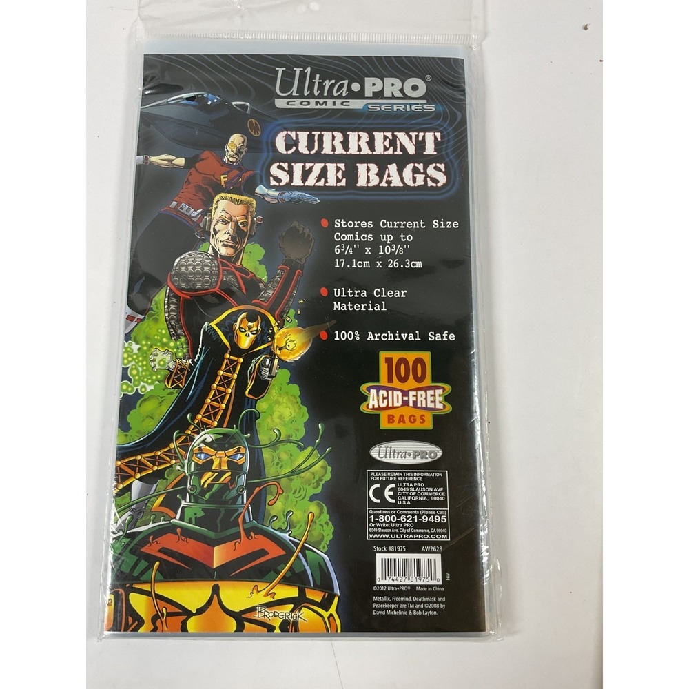 Ultra Pro Comic Acid Free Bags Current Size Bags 6 3/4 x 10 3/8  *100 Bags*